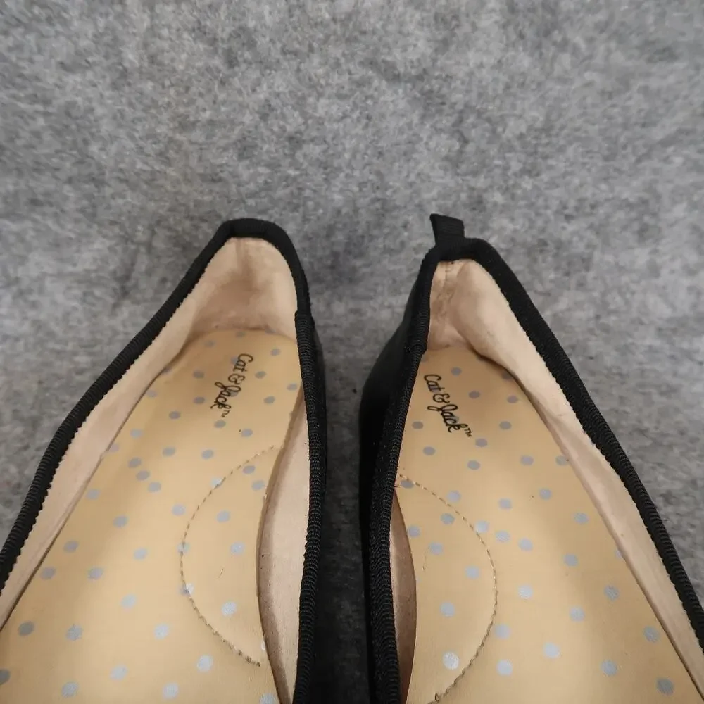 Cat & Jack Shoes Girls 1 Ballet Flats Slip On Black Round Toe Bow Comfort Kids